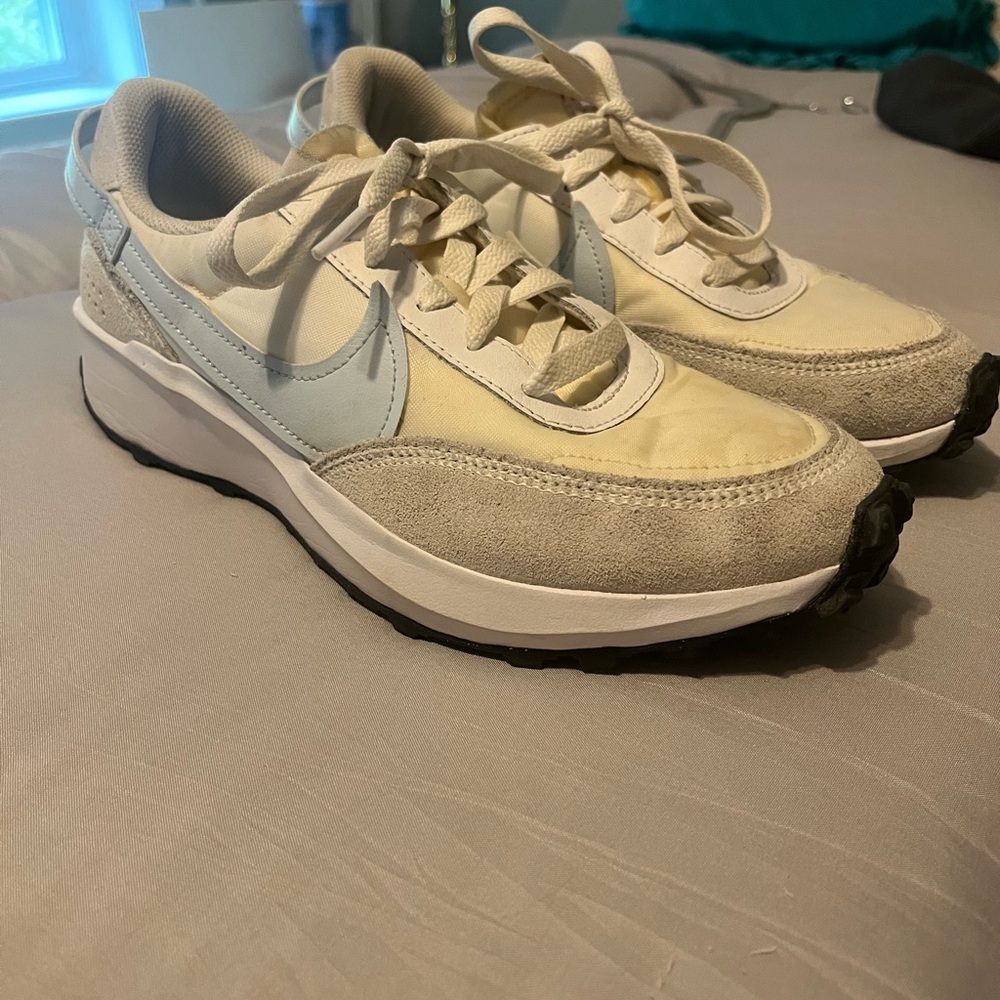 Nike Waffle Debut in the color Cream and Light Blue